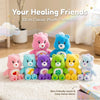 A collection of colorful 33cm Classic Plush Care Bears stuffed animals arranged on a white rug.