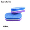 A set of 50 professional dual-grit nail buffing blocks in blue and purple colors.