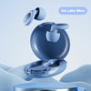 A pair of Ice Lake Blue reusable silicone ear plugs shown open on a light blue background.