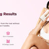 A woman is using an IPL laser hair removal device on her face while sitting in a wooden chair.