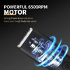 Close-up view of a black grooming trimmer motor with blue light effects, highlighting its powerful performance.