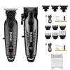 A black professional electric hair clipper kit with various attachments and combs.