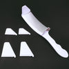 A white professional flat top hair cutting comb set with multiple interchangeable combs displayed on a dark background.