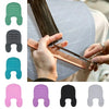 A collection of reusable silicone hair dyeing caps and cutting collars in various colors including green, gray, teal, pink, p
