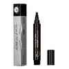 A black tattoo brow filler pen set with a tapered tip and body shown next to its packaging.