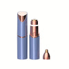 A pair of sleek, metallic blue and rose gold rechargeable facial and eyebrow shavers.