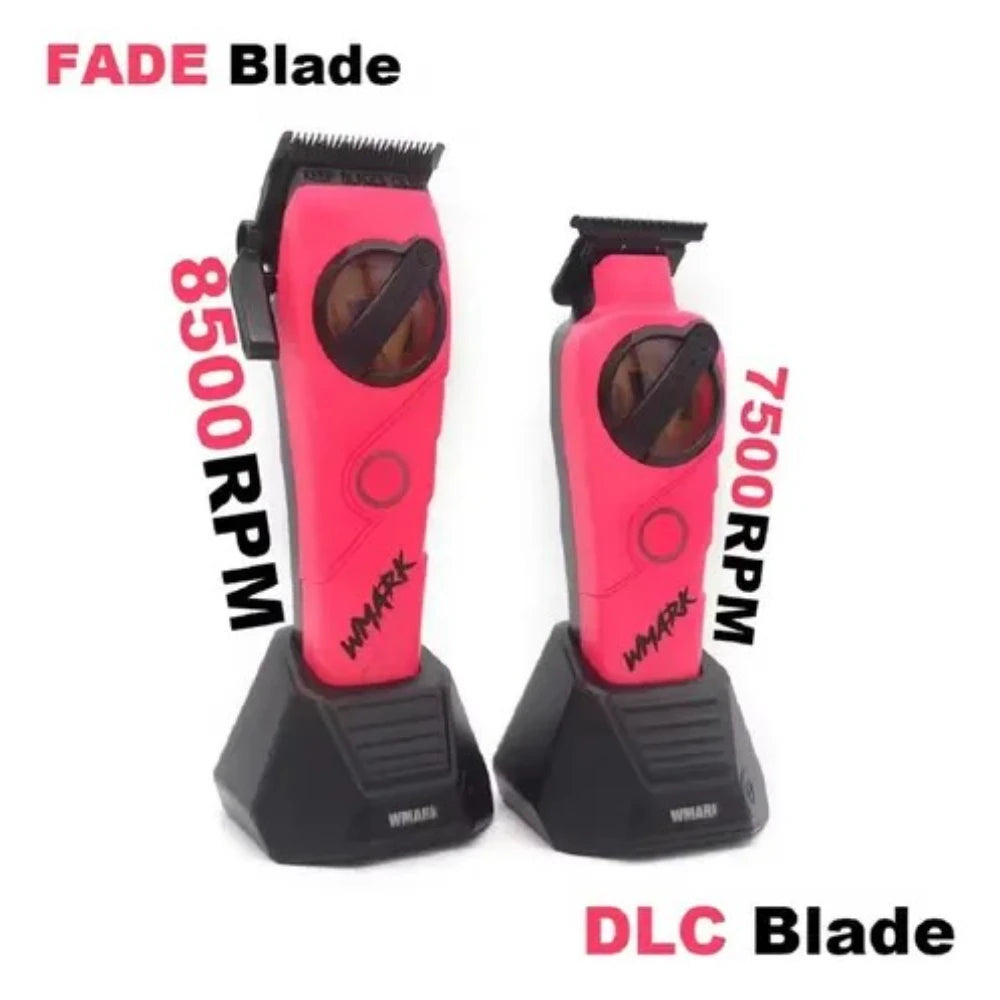 A pink and black professional cordless hair trimmer blade product.