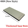 A silver diamond sharpening stone with a 151mm length and a thickened base of 9mm.