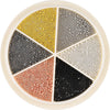 A circular display of various colored mixed stainless steel beads for nail art decorations.