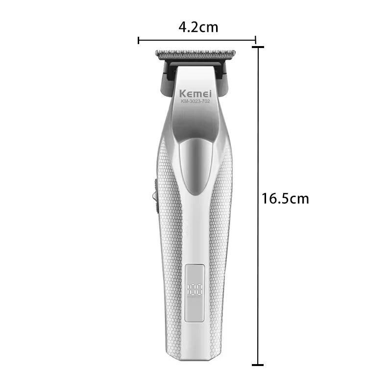 A silver Kemei professional rechargeable hair trimmer with a 4.2cm length.