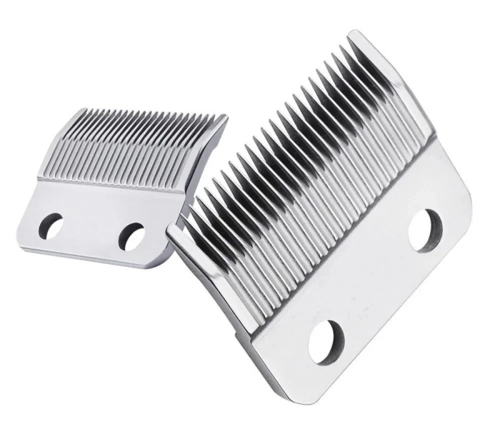 Silver professional rechargeable hair clipper trimmer with fine teeth for precision grooming