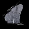 Chaussette hydratante transparente jetable, présentée à plat avec des dimensions de 31,5 cm par 24 cm.