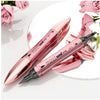 A pink multi-color waterproof eyebrow pen is shown with loose pink roses in the background.