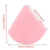 A pink reusable velvet powder puff set shown from above with dimensions 7.1cm by 6.6cm.