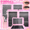 A pink DIY lash extension kit showing various styles of natural wispy eyelash extensions and tools.