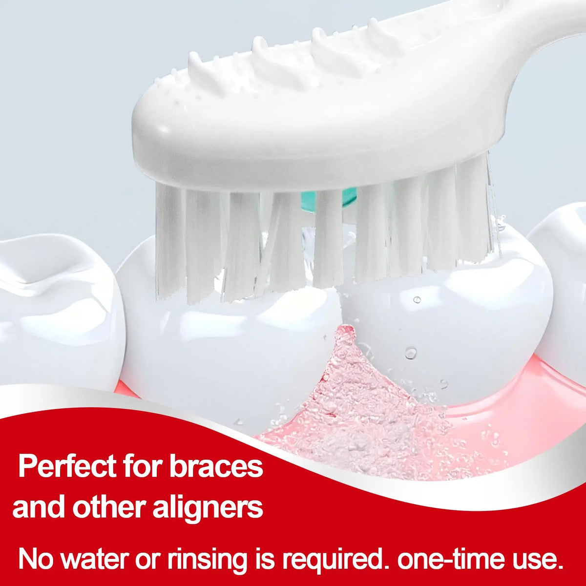 Kit de brosse à dents multi-fonction jetable blanche avec racloir pour aligneurs dentaires.