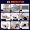 Nine steps demonstrate the use of an inflatable back heating support belt for pain relief.