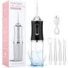 A box and components for a portable oral irrigator dental water flosser device.
