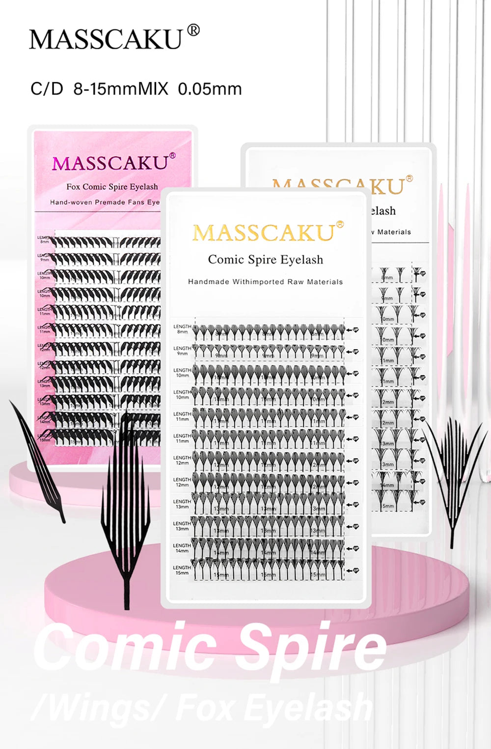 Pack of MASSCAKU Comic Spire Eyelash and Wings for cosmetic use