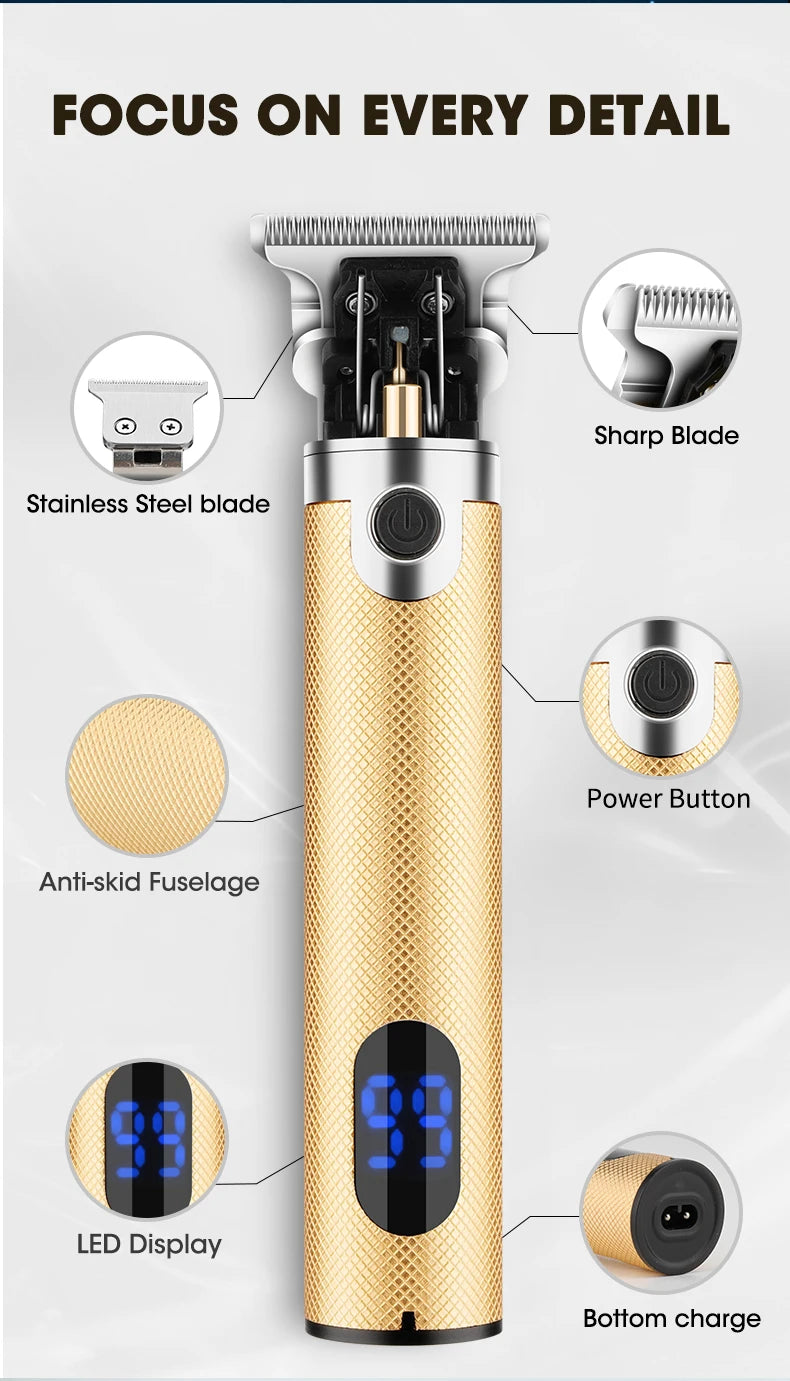 Nahaufnahme einer professionellen Elektrikoschere mit goldener, strukturierter Karosserie, die scharfe Klinge, Ein-/Aus-Taste