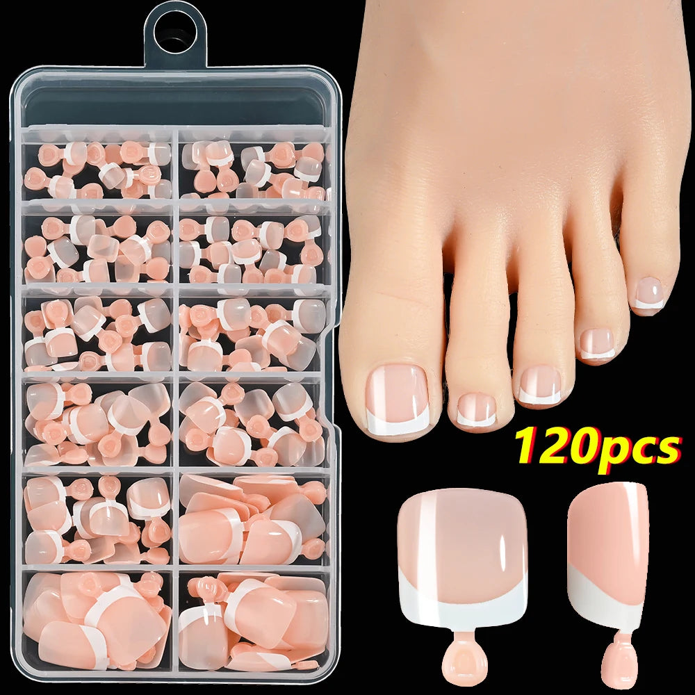 Colección de 120 piezas de prensa francesa en uñas, en varios tonos rosa y nude.