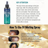 A bottle of Melting Spray is shown with instructions on how to use it for hair lace.