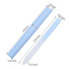 A long, light blue double-sided etched glass nail file set with various dimensions shown.