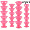 A set of 20 pink heatless silicone curling hair tools with various sized barrels and bases.
