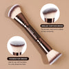 A set of three makeup brushes including an angled contour brush, a foundation brush, and another brush for face contouring.