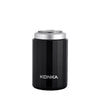 A black and silver portable electric shaver with a metallic top cap.