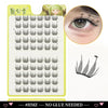 A sheet of Dingsen Cluster Eyelash Extensions showing various lash styles and an eye detail.