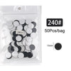Un sac plastique transparent contenant 50 disques de papier de verre noirs et blancs remplaçables, avec un disque de 15 mm af