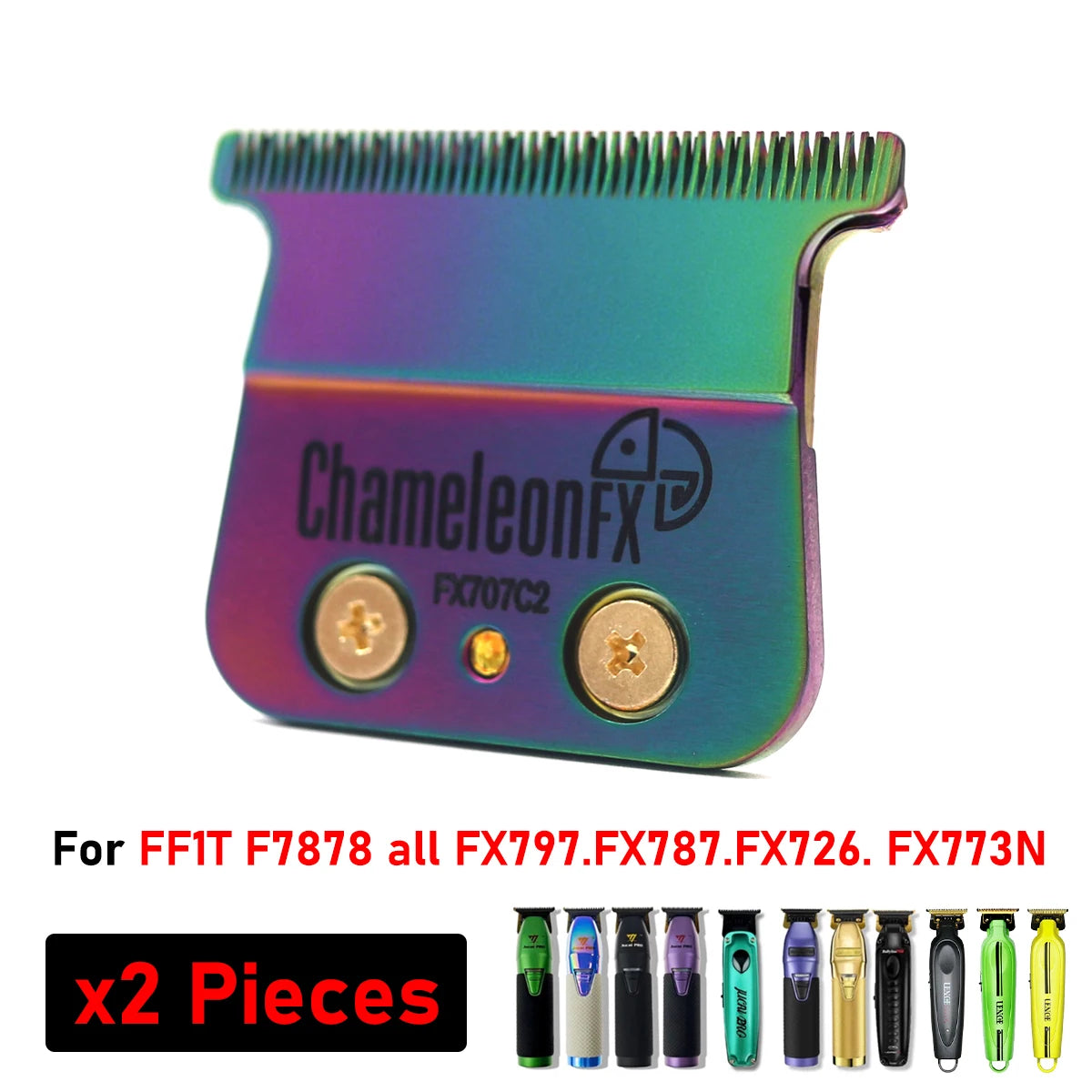 A close-up of a ChameleonFX barber trim knife, a professional carbon steel tool for FFIT and FX series blades.