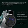 A close-up view of a silver muscle massage gun with a digital display showing 99 intensity levels.