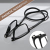 A pair of black comfort-fit reading glasses with mirror lenses shown against a gray background.