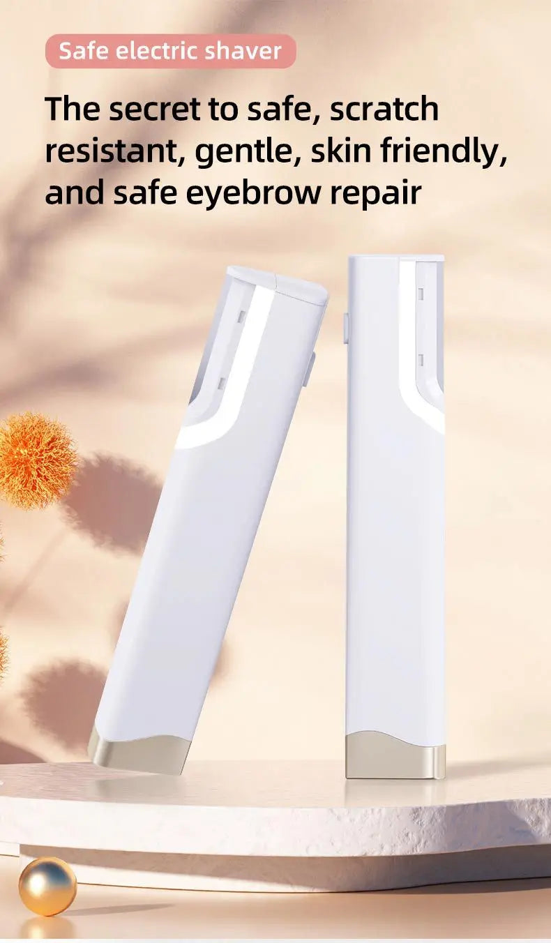 A white sonic dermaplaning tool is shown standing upright on a light surface.