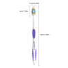 A purple and white Colgate manual toothbrush with a bristled head shown vertically.