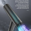 A black electric hair dryer is shown emitting a focused beam of light and particles.