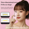 A woman is using a pink heated eyelash curler to achieve a three-dimensional arc-fit eye curl.
