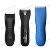A set of professional body and personal hair trimmers in black and blue colors.