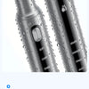 A silver ultrasonic electric dental cleaner device with a cleaning tip is shown against a white background.