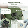 A green professional wireless neck and shoulder massager with a charging interface and light indicators.