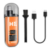 Orange and black professional cordless hair clipper set with charging cable and brush head