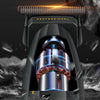Close-up view of a professional electric hair clipper motor with high-speed operation visible inside the housing.