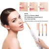 A woman is using a 4-in-1 high-frequency electrotherapy wand for facial and hair treatment.