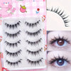 A set of five pairs of wet look comic strip lashes for natural cat eye and C-roll application.