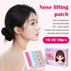A woman applying nose lifting patches on her face, with a box of 30 patches visible.
