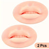 Two reusable silicone practice skin models showing realistic lips and mouth anatomy