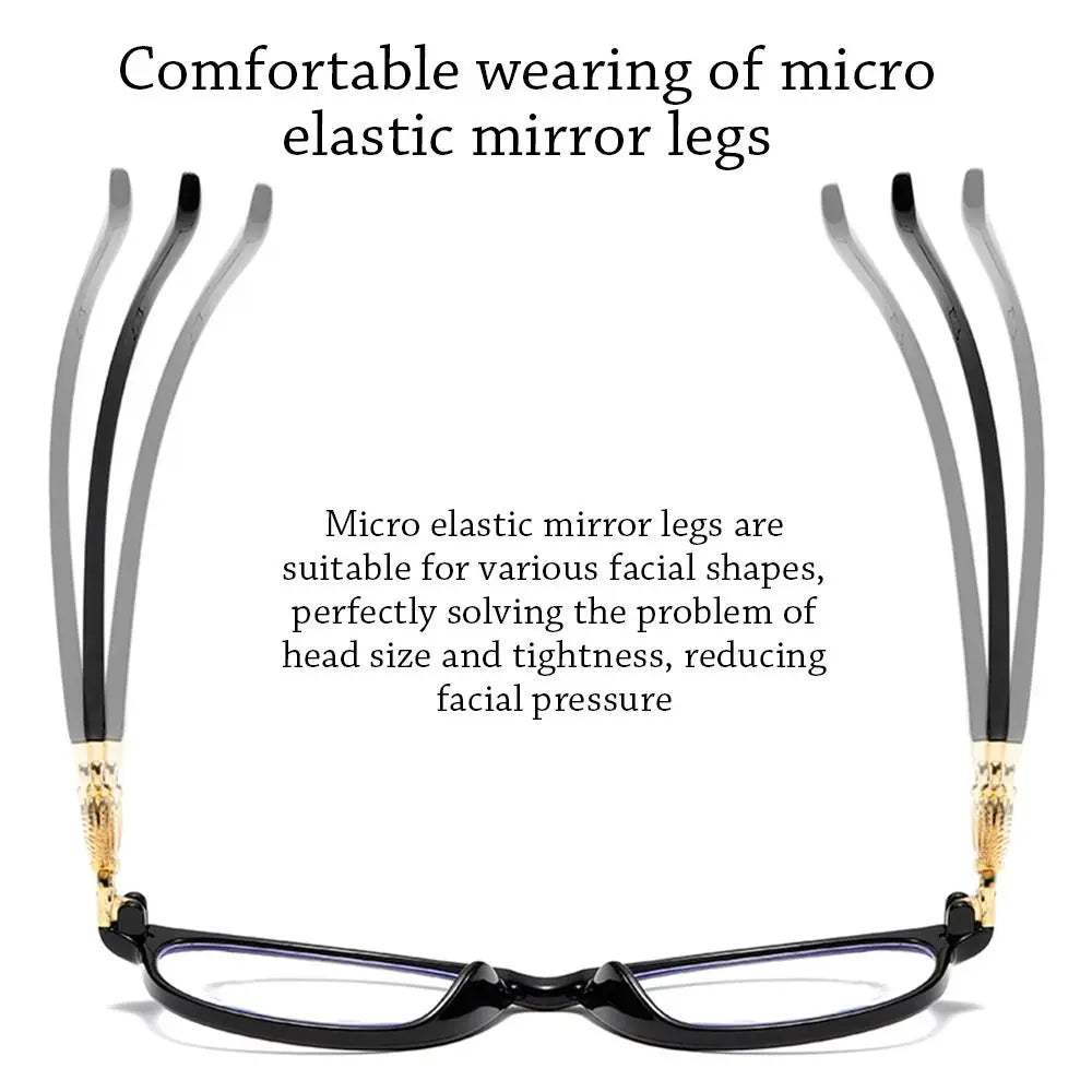 Black progressive multifocal reading glasses with micro elastic mirror legs