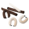 A set of heatless hair curler curling rods in brown and beige colors.